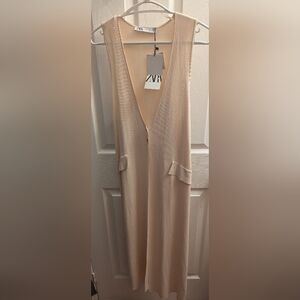 Zara Long Cream Vest - S